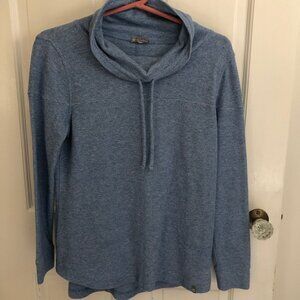 T By Talbots Pullover Light Blue Drawstring Cowl Neck Coastal Medium